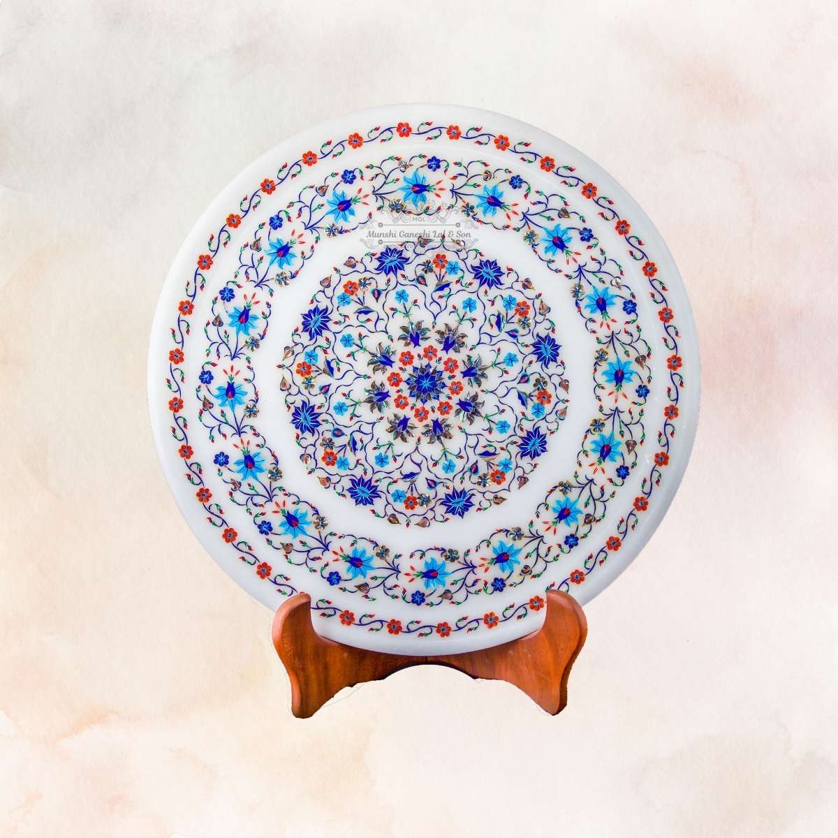 Red & Blue Fully Printed Designed Marble Fruit Bowl